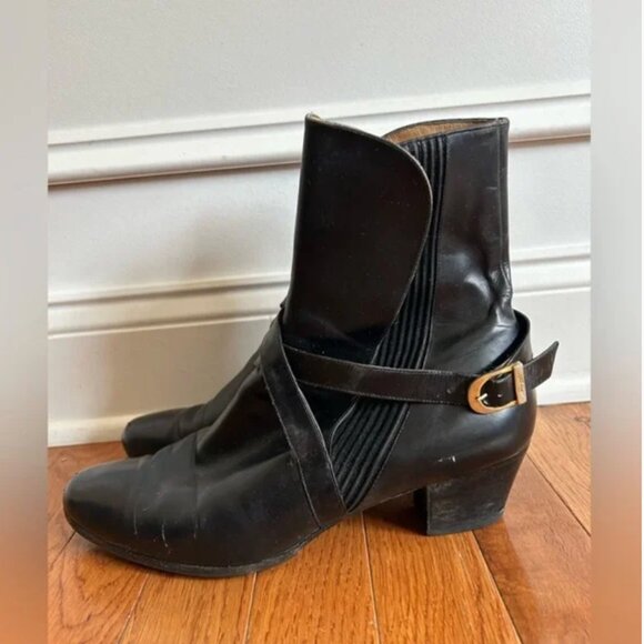 Salvatore Ferragamo black leather ankle boots booties size 9.5 - Picture 12 of 12